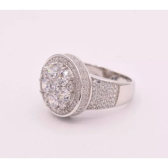 Men’s Solid Silver White Gold Diamond Ring NEW - Picture 2 of 5